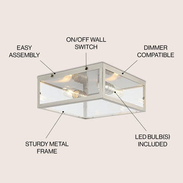 Grayson 12" Metal/Glass LED Flush Mount